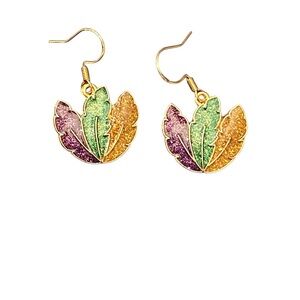 Mardi Gras Theme Feather Earrings